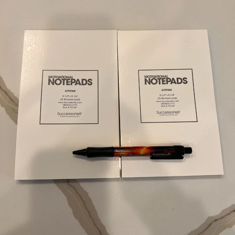 Successories Attitude Motivational Notepads (2) with Matching Pen